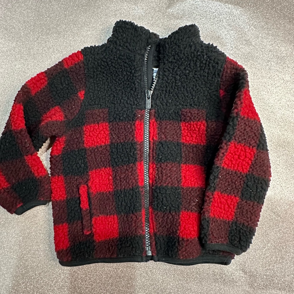 Old Navy Buffalo plaid sherpa toddler jacket 18-24 months
